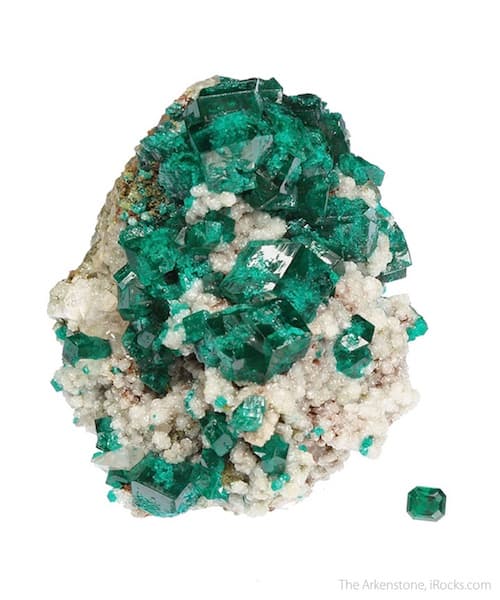 dioptase rough and cut set - Namibia