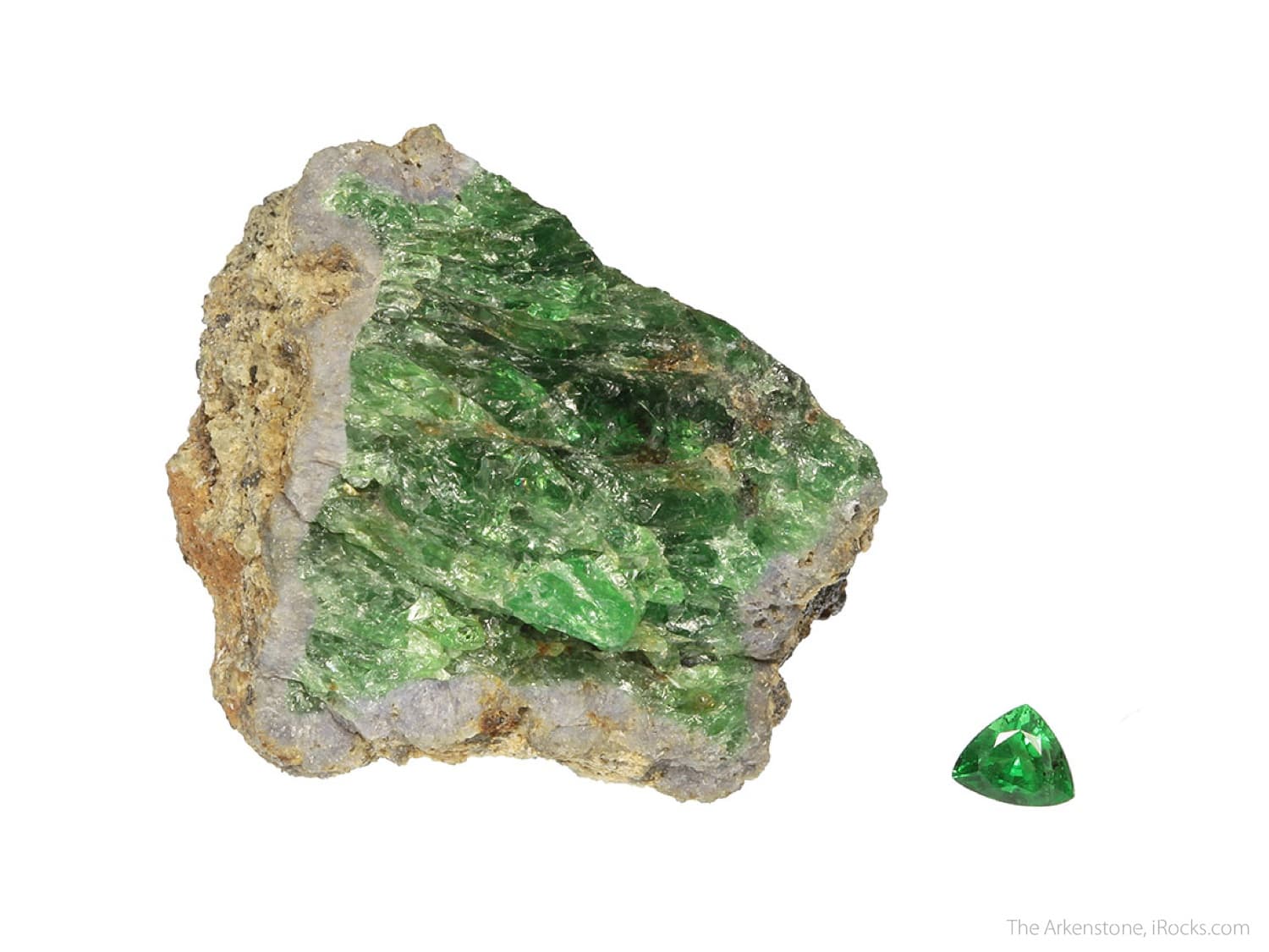 tsavorite rough and cut set - Kenya