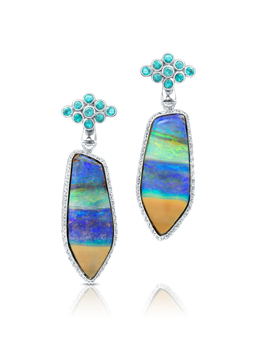 gem trends - reversible opal earrings, front