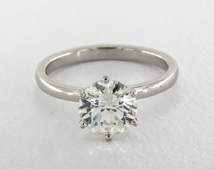 J SI1 in platinum engagement ring - two-carat diamond ring guide