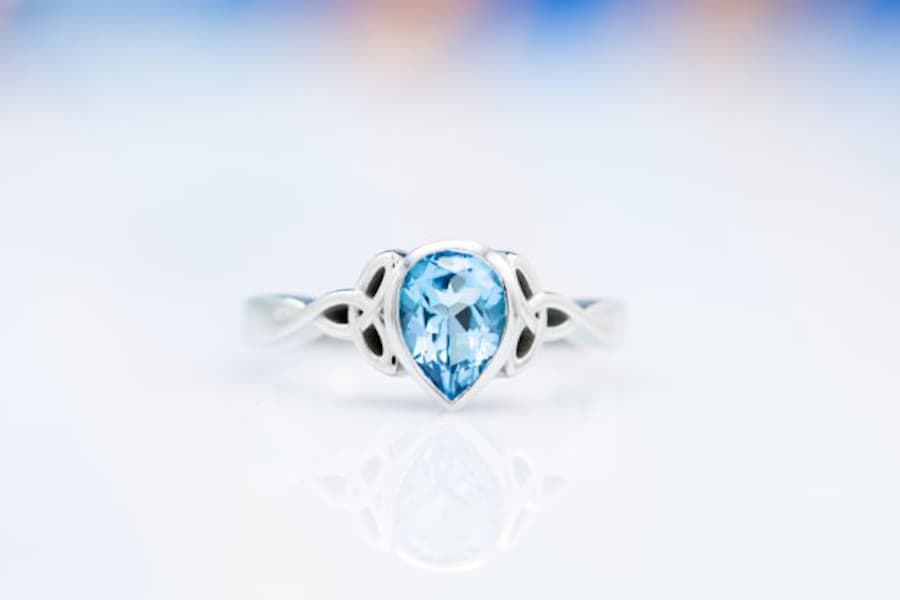 bezel-set pear-cut topaz - engagement ring setting