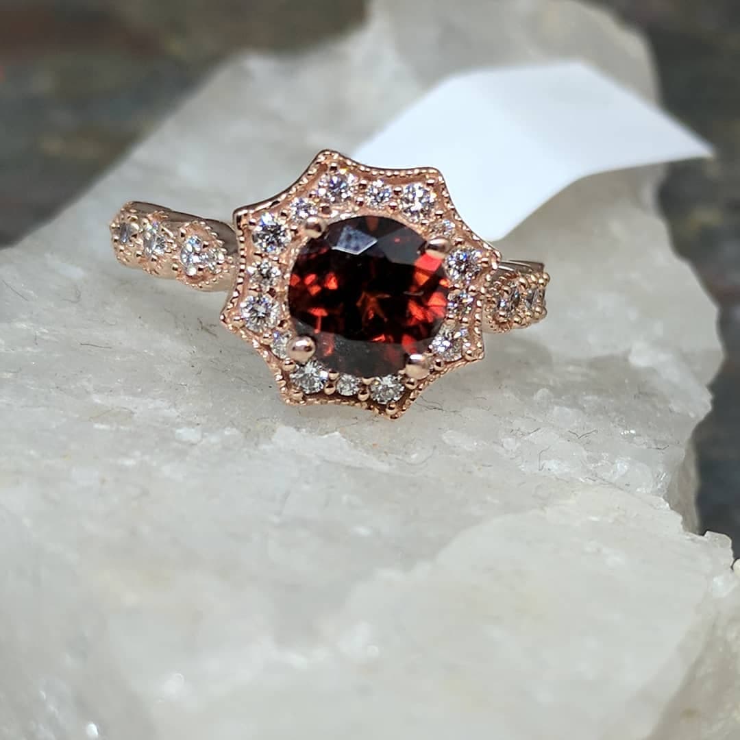 red zircon ring