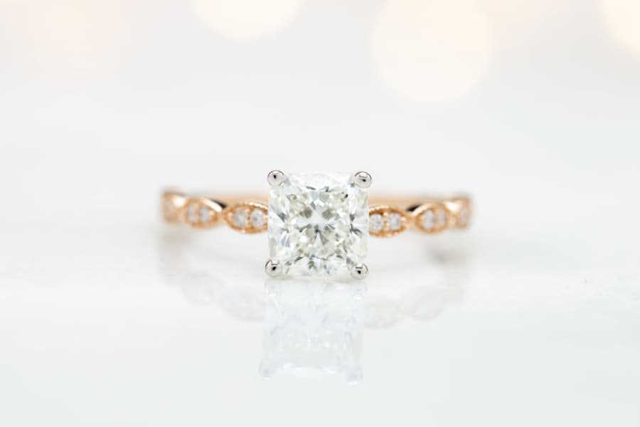 cushion cut diamond rose gold